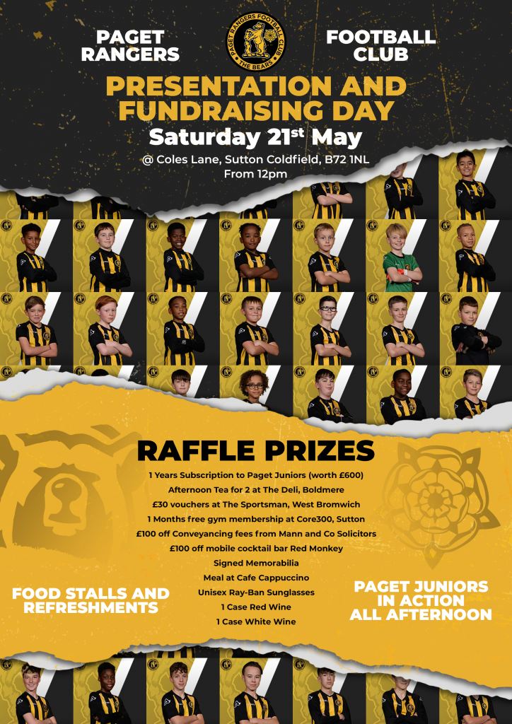 Paget Rangers Presentation and Fundraising Day Flyer